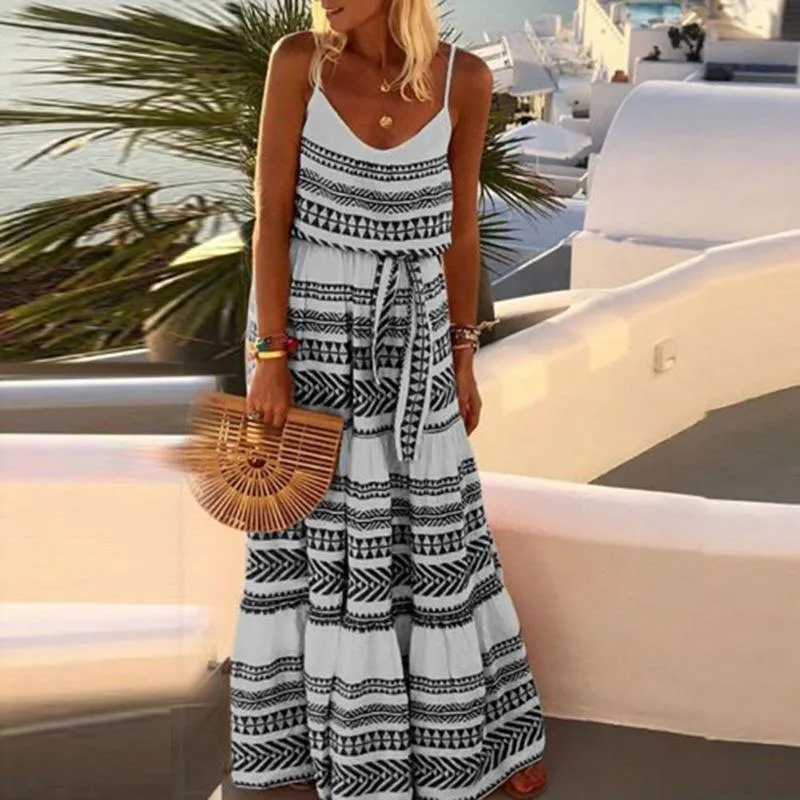 Plus Szie Bohemia V-neck Beach Maxi Dresses