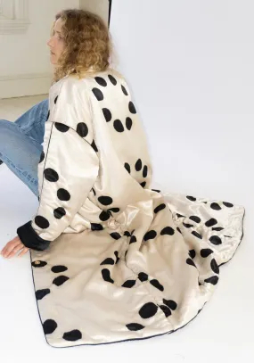 Puffy Silk Long Coat in Moon Dye