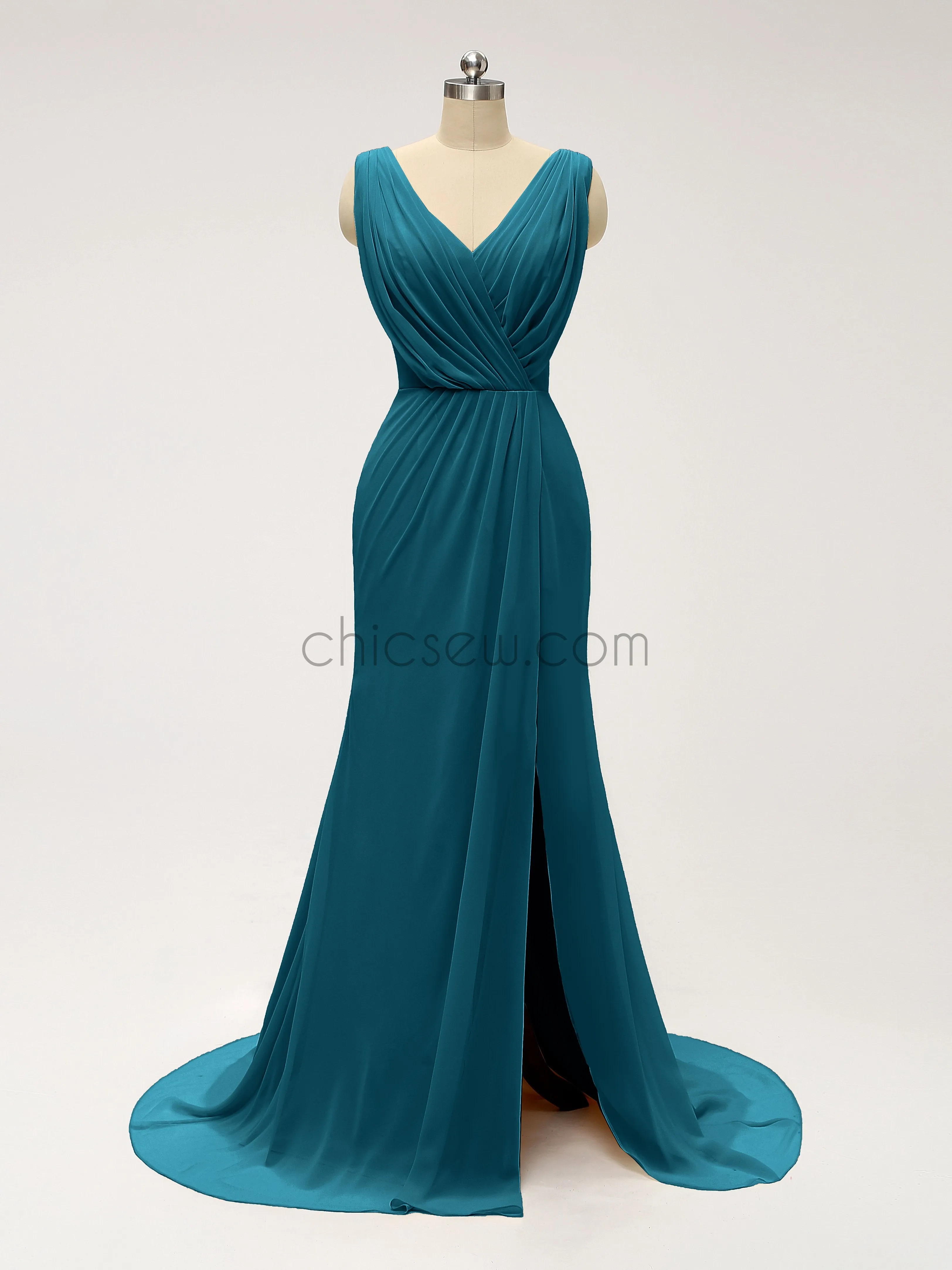 Side Slit Chiffon Cheap Bridesmaid Dresses