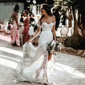 Simple Boho Mermaid Lace Wedding Dresses