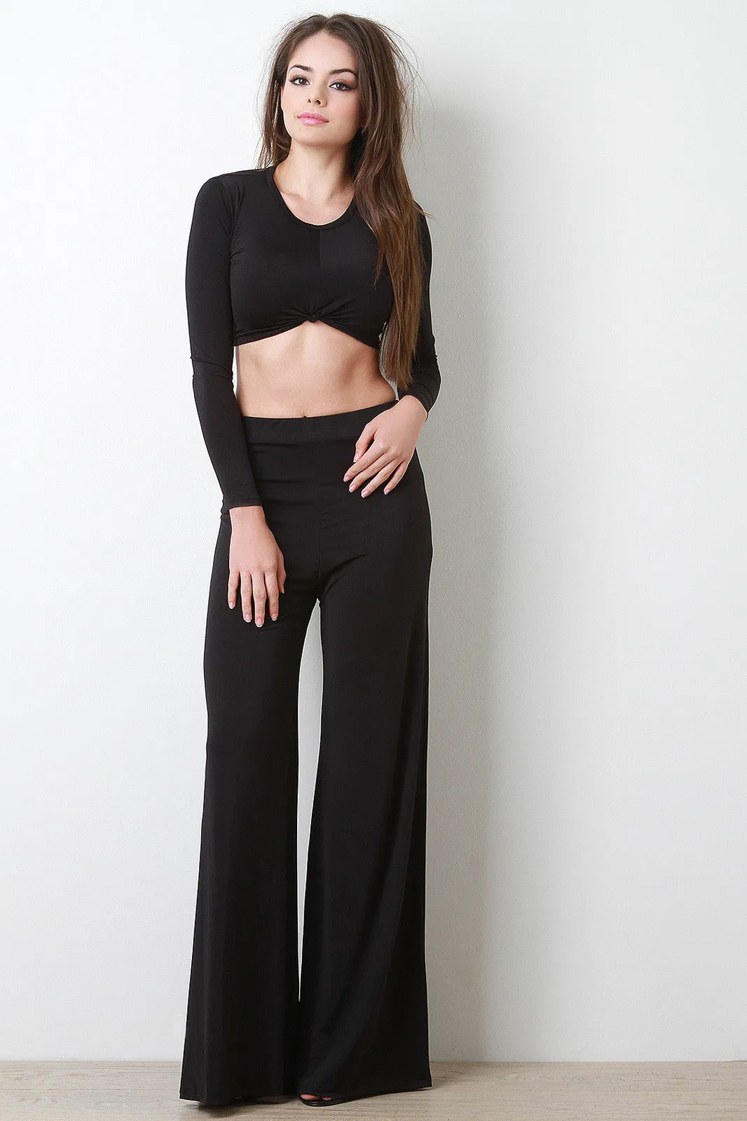 Solid Wide Leg Pants