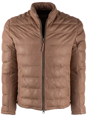 Stetson Men's Tan Puffy Leather Jacket