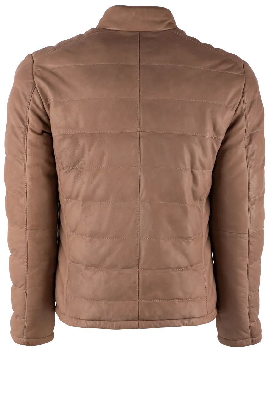 Stetson Men's Tan Puffy Leather Jacket