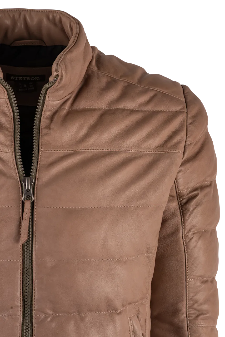 Stetson Men's Tan Puffy Leather Jacket