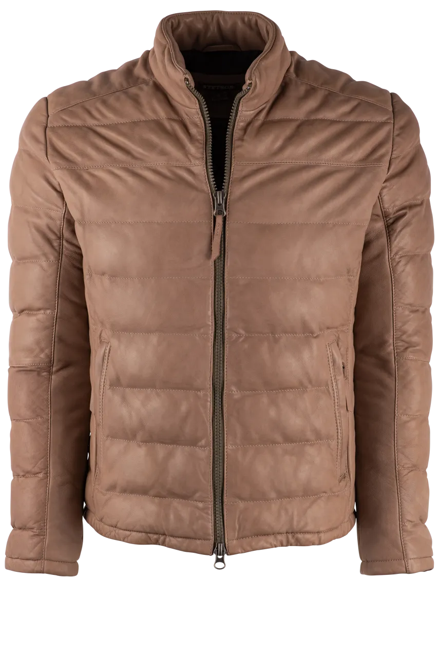 Stetson Men's Tan Puffy Leather Jacket