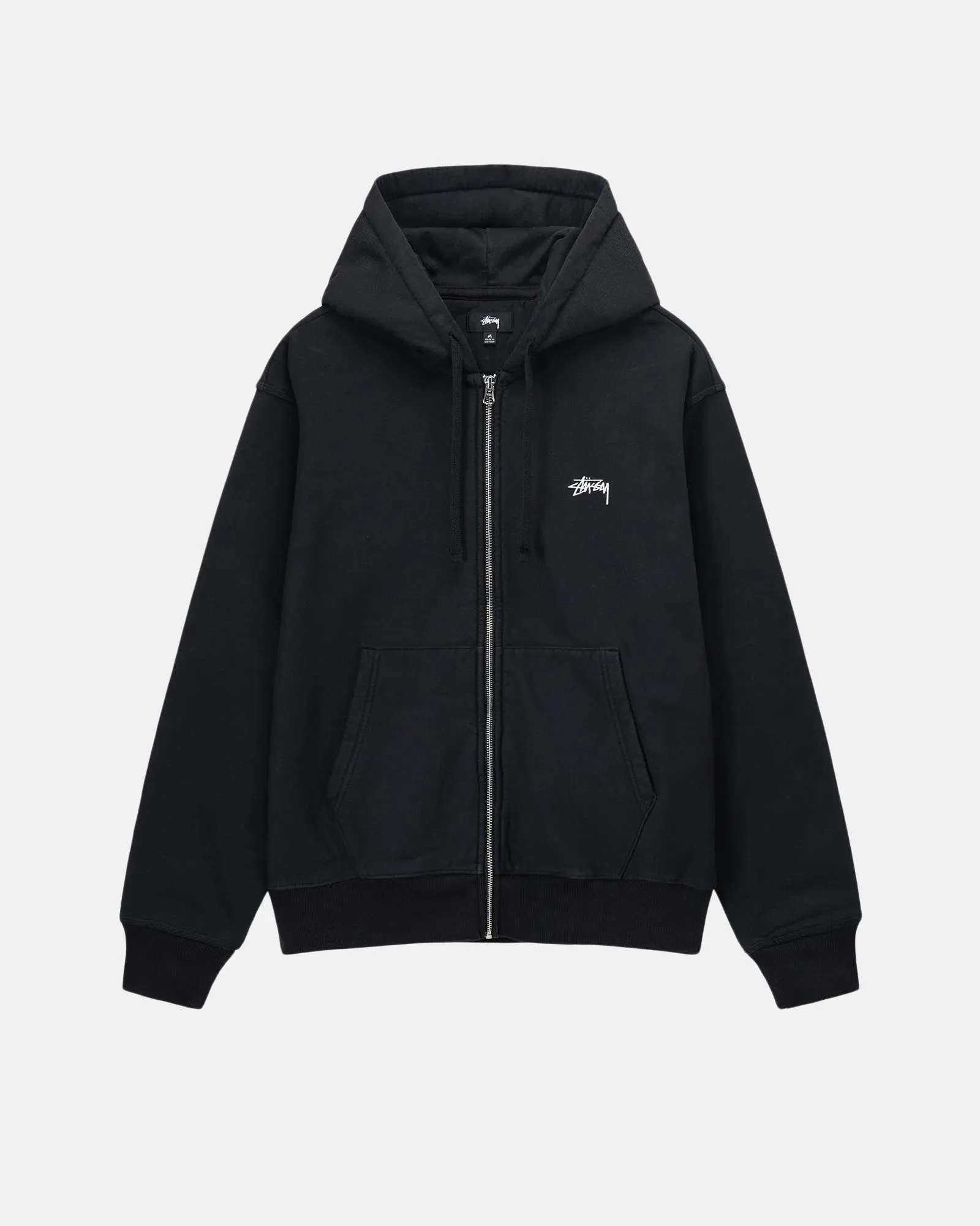 STOCK LOGO ZIP HOODIE / STUSSY / BLACK