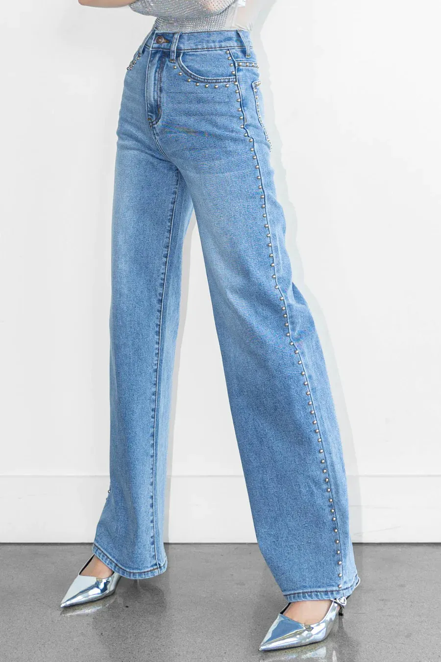 Stud Wide Leg Jeans