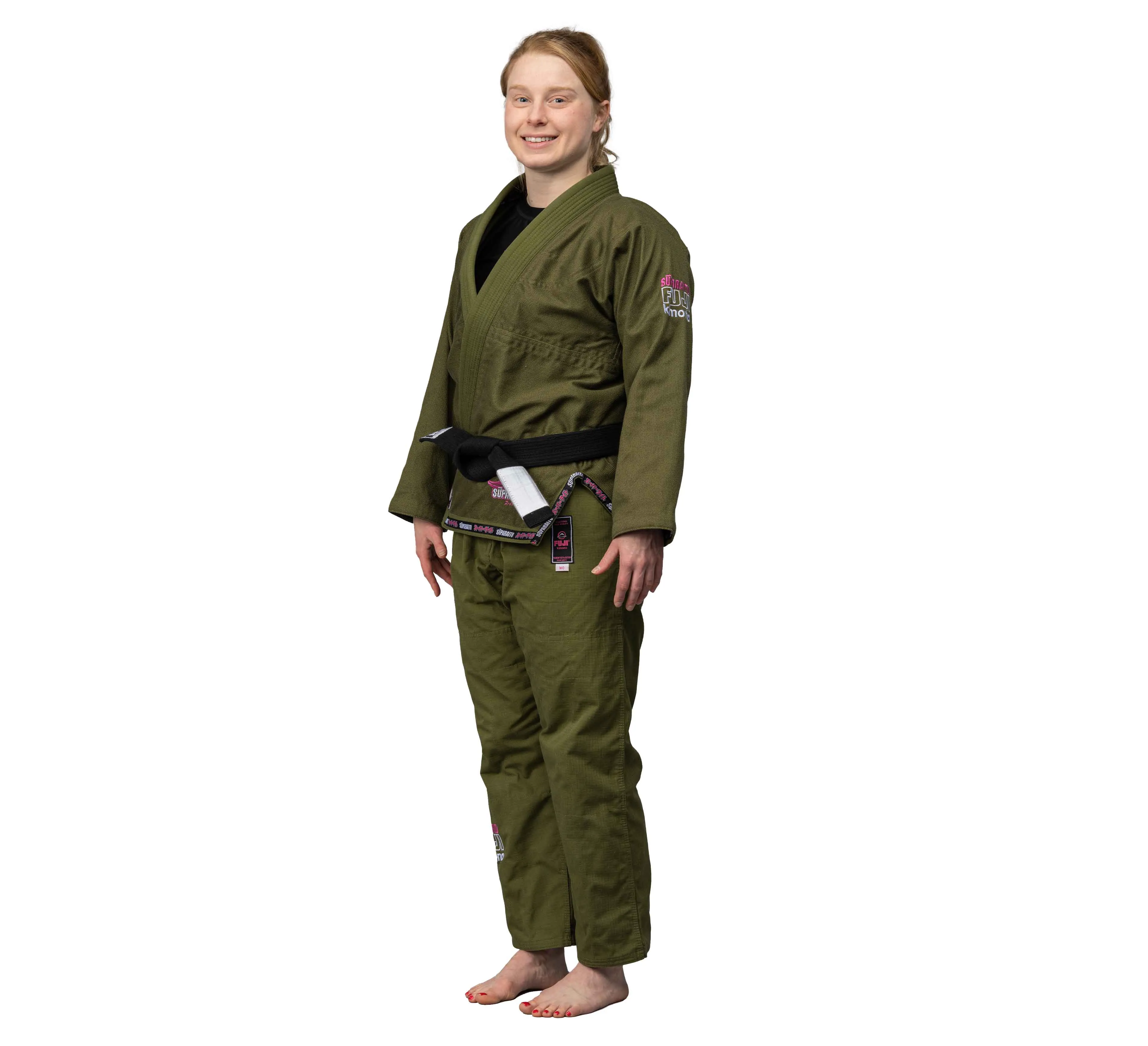 Suparaito Womens BJJ Gi Military Green and Pink