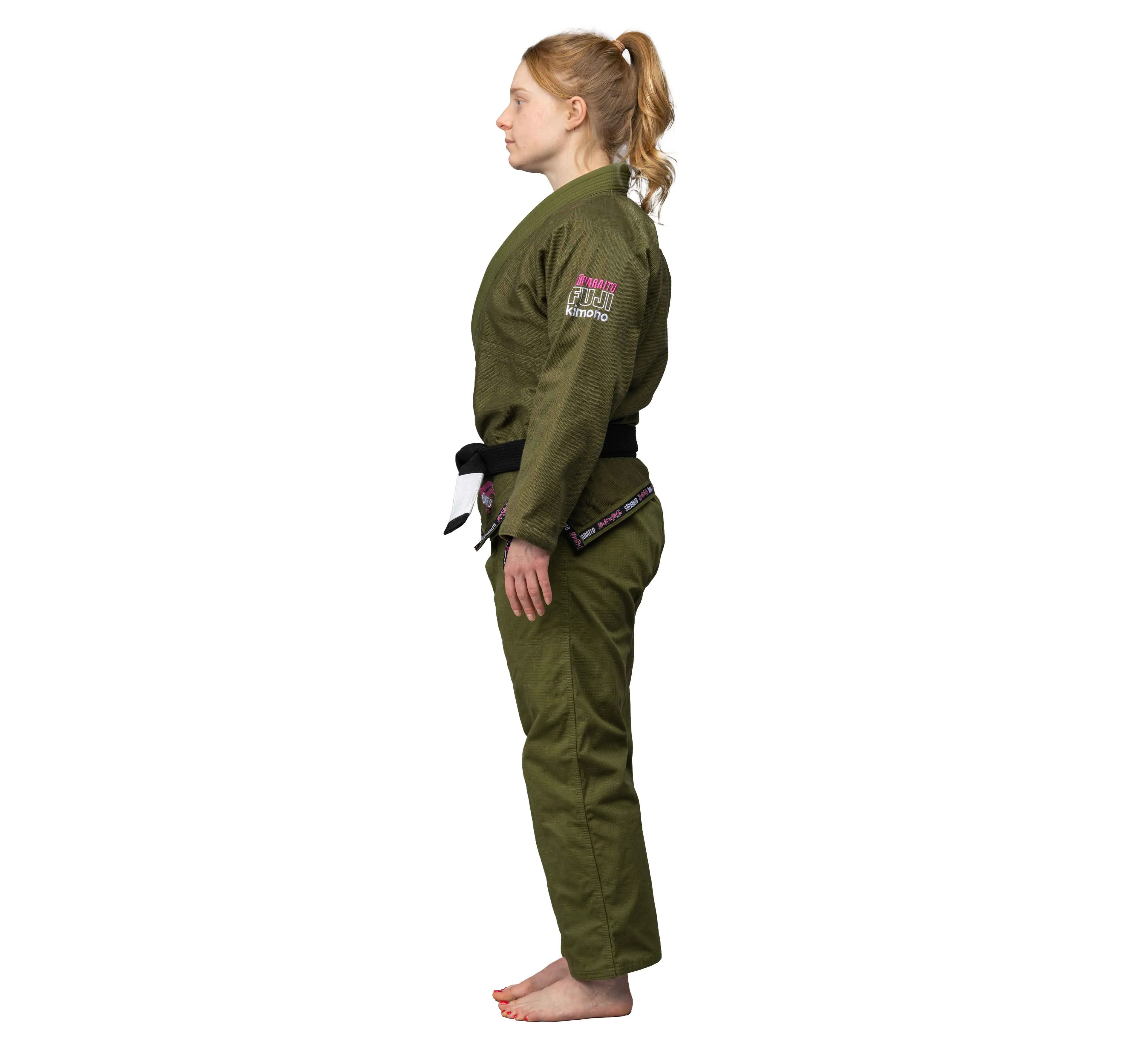 Suparaito Womens BJJ Gi Military Green and Pink