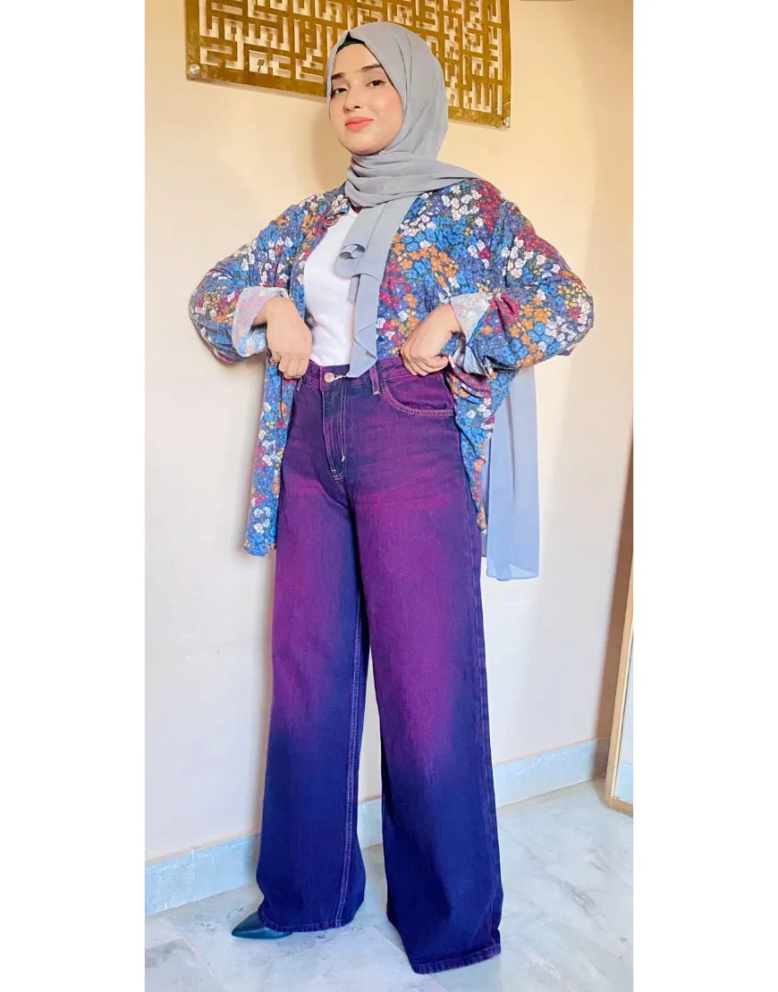 Super Wide Leg Jeans Purple Tint