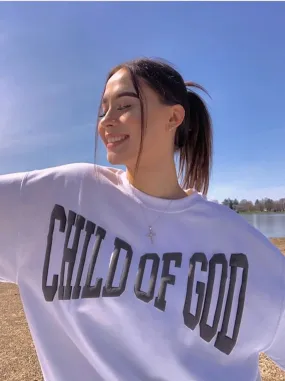 SXV  'child of god’ Printed Cool Aesthetic Drop Shoulder Oversized Baggy Sweatshirt