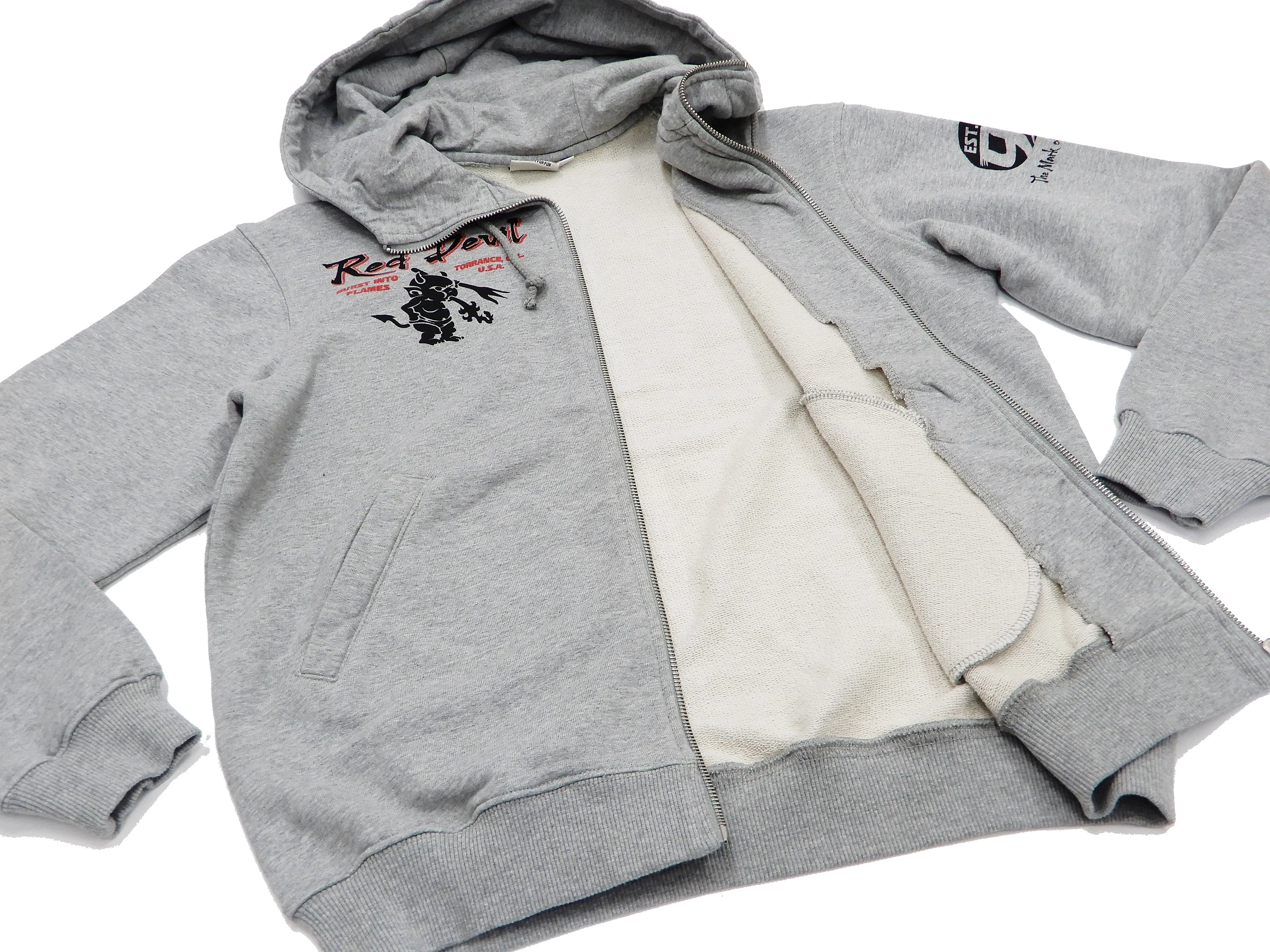 Tedman Full Zip Hoodie Men's Graphic Printed Zip-Up Hooded Sweatshirt TDSP-156 Ash-Gray