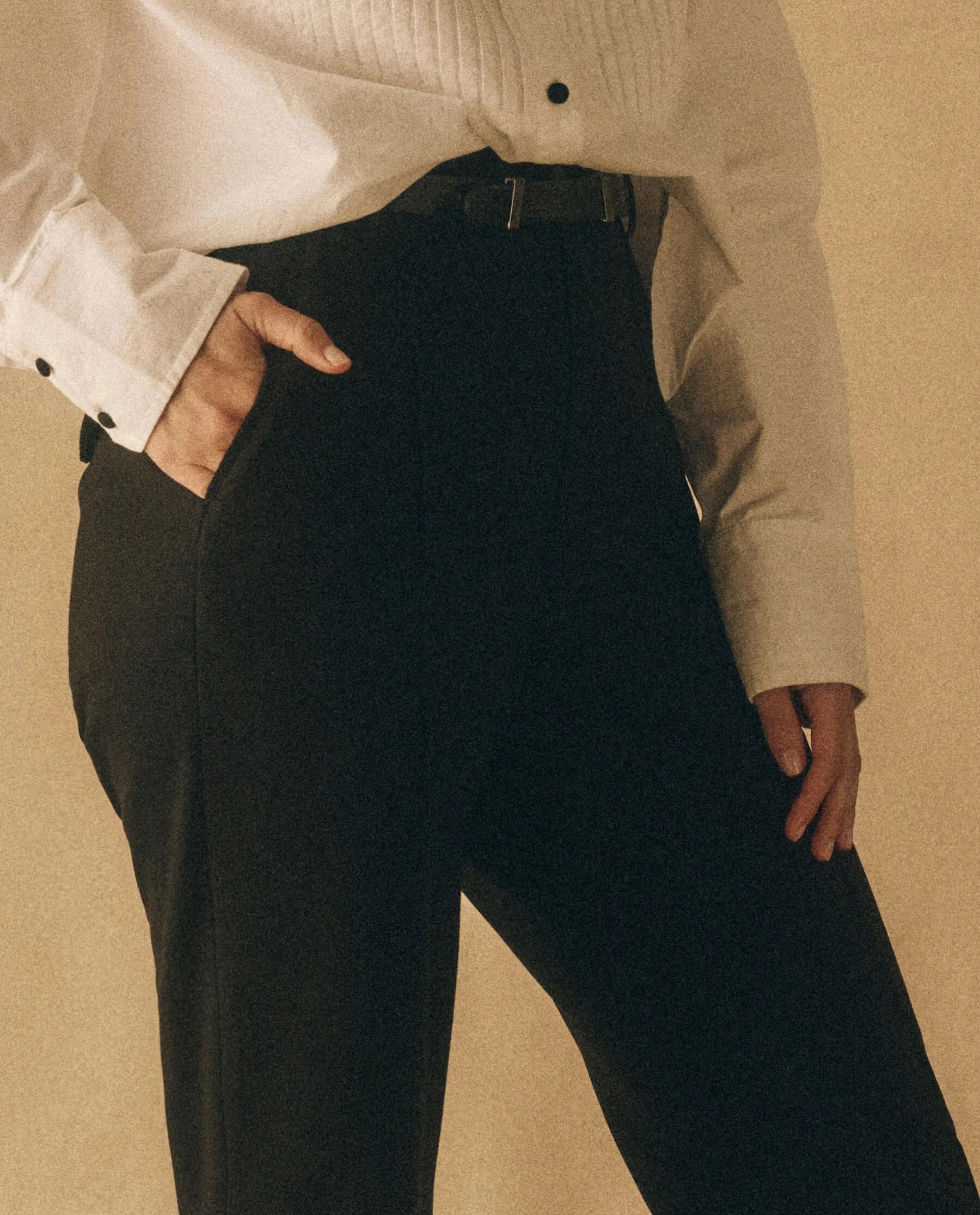 The Velvet Trimmed Prim Trouser. -- Black