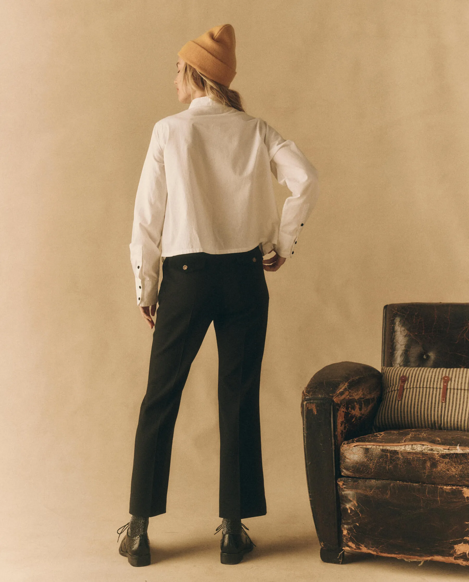 The Velvet Trimmed Prim Trouser. -- Black