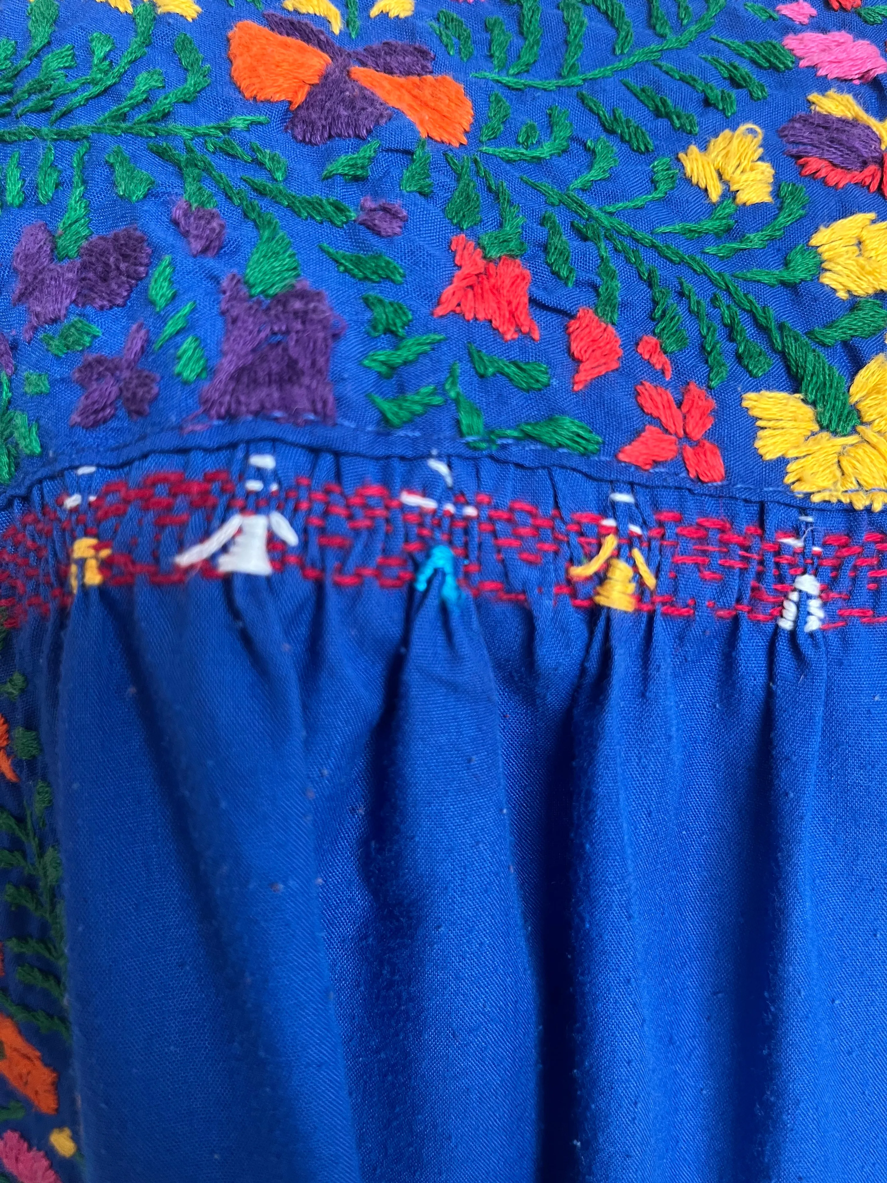 Vintage 60s 70s Boho Oaxacan Mexican Hand Embroidered Festival Dress