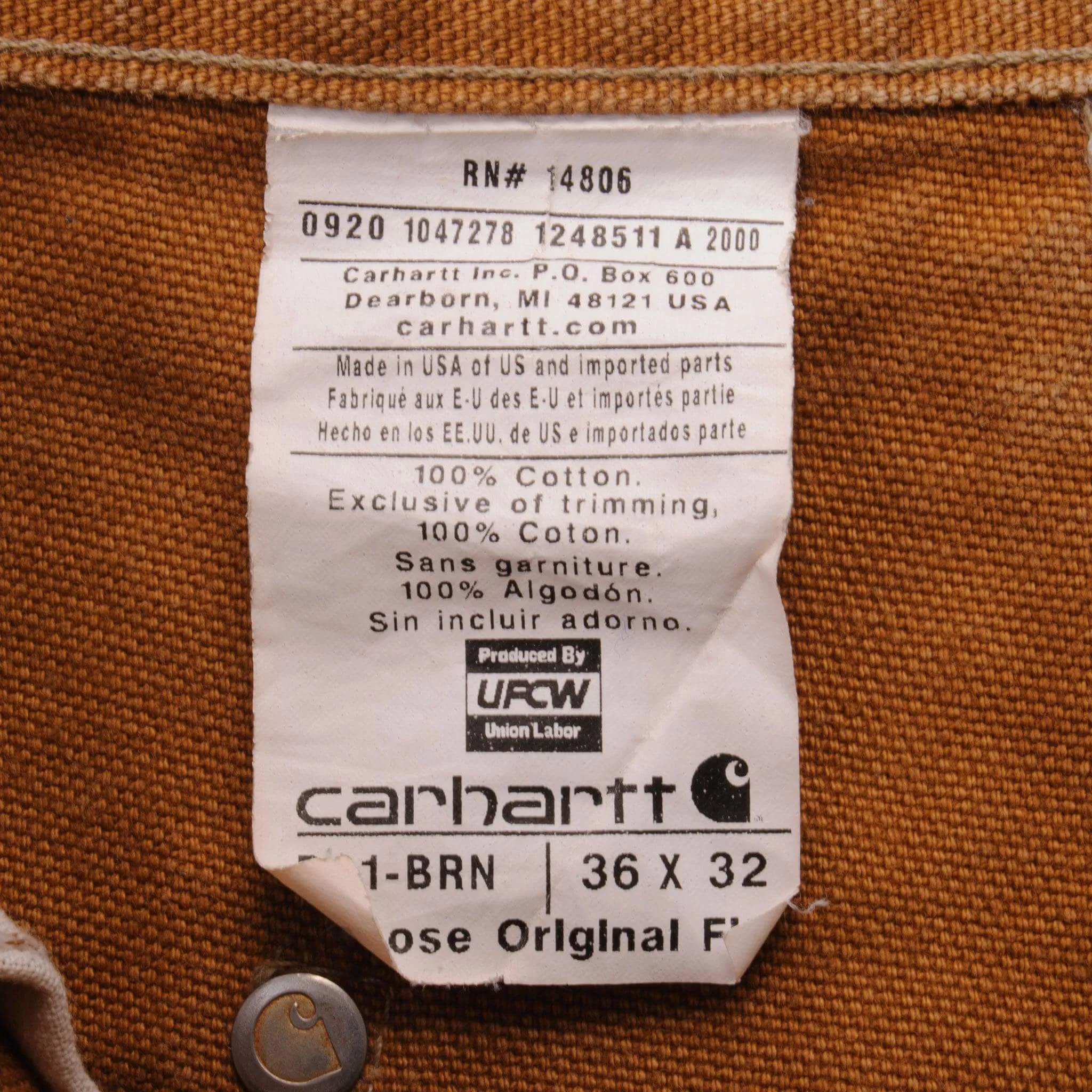 VINTAGE CARHARTT CARPENTER DOUBLE KNEE PANTS SIZE 34X31 MADE IN USA