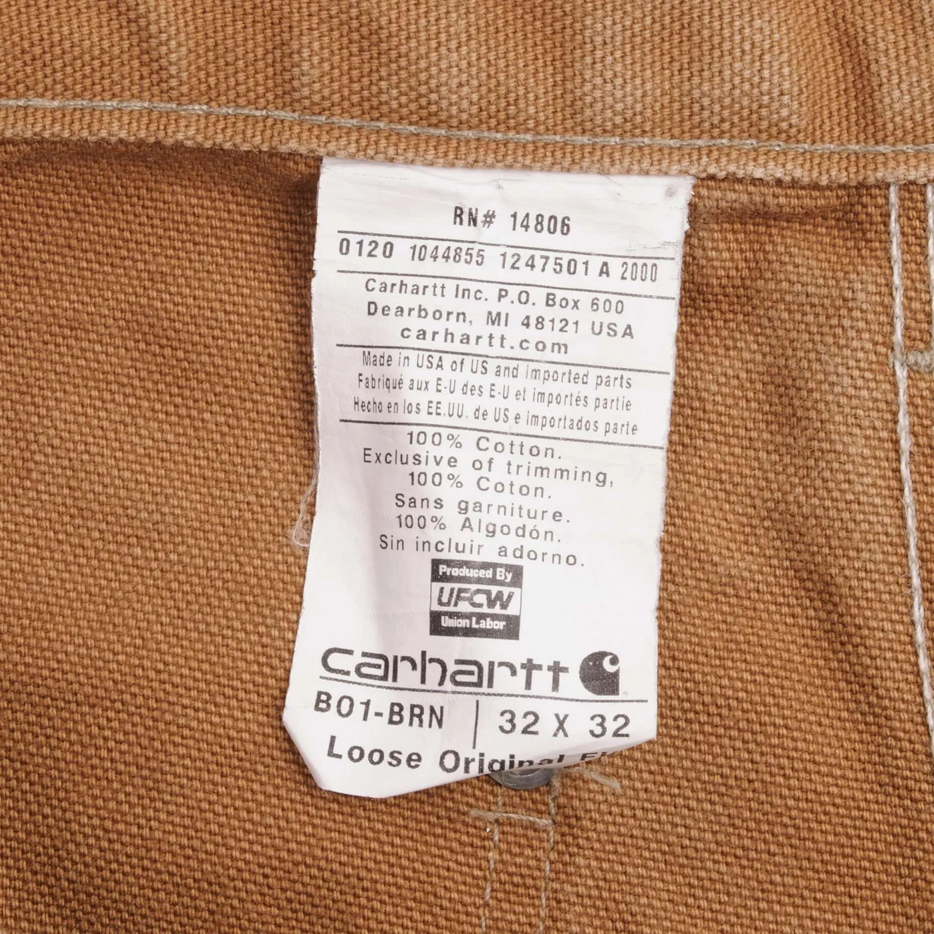 VINTAGE CARHARTT CARPENTER DOUBLE KNEE SANDSTONE PANTS 1990S SIZE 30X31 MADE USA