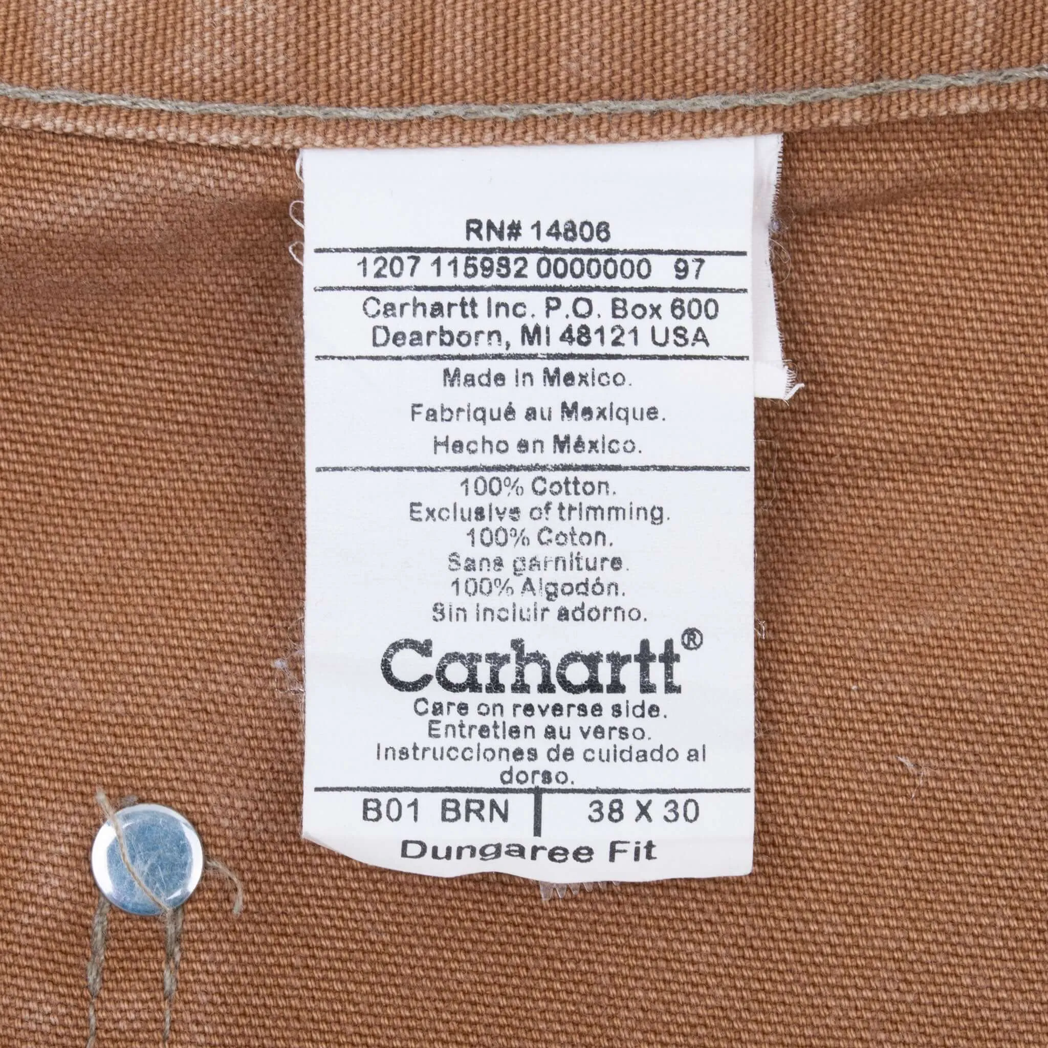 VINTAGE CARHARTT DOUBLE KNEE SANDSTONE PANTS B01BRN SIZE 38X30