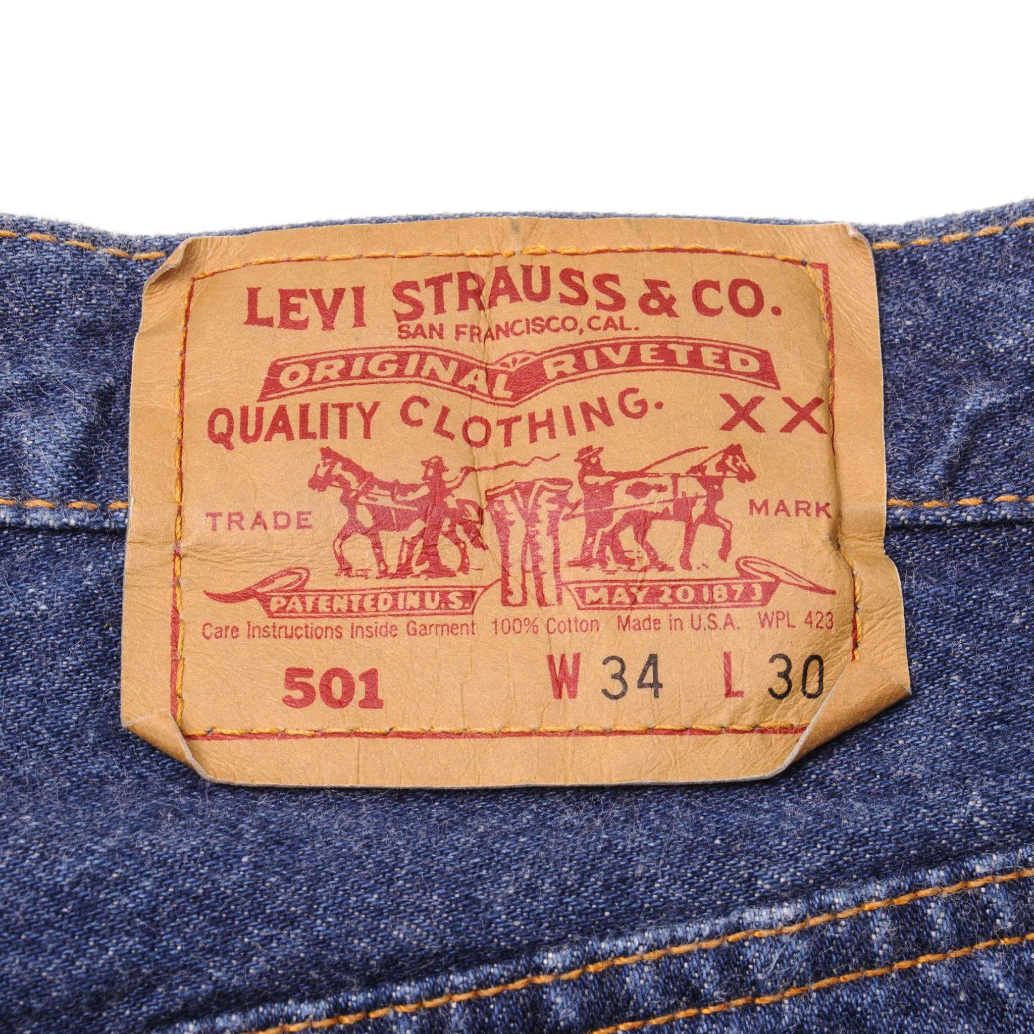 VINTAGE LEVIS 501 INDIGO JEANS 1990s SIZE 33X30 W33 L30 MADE IN USA