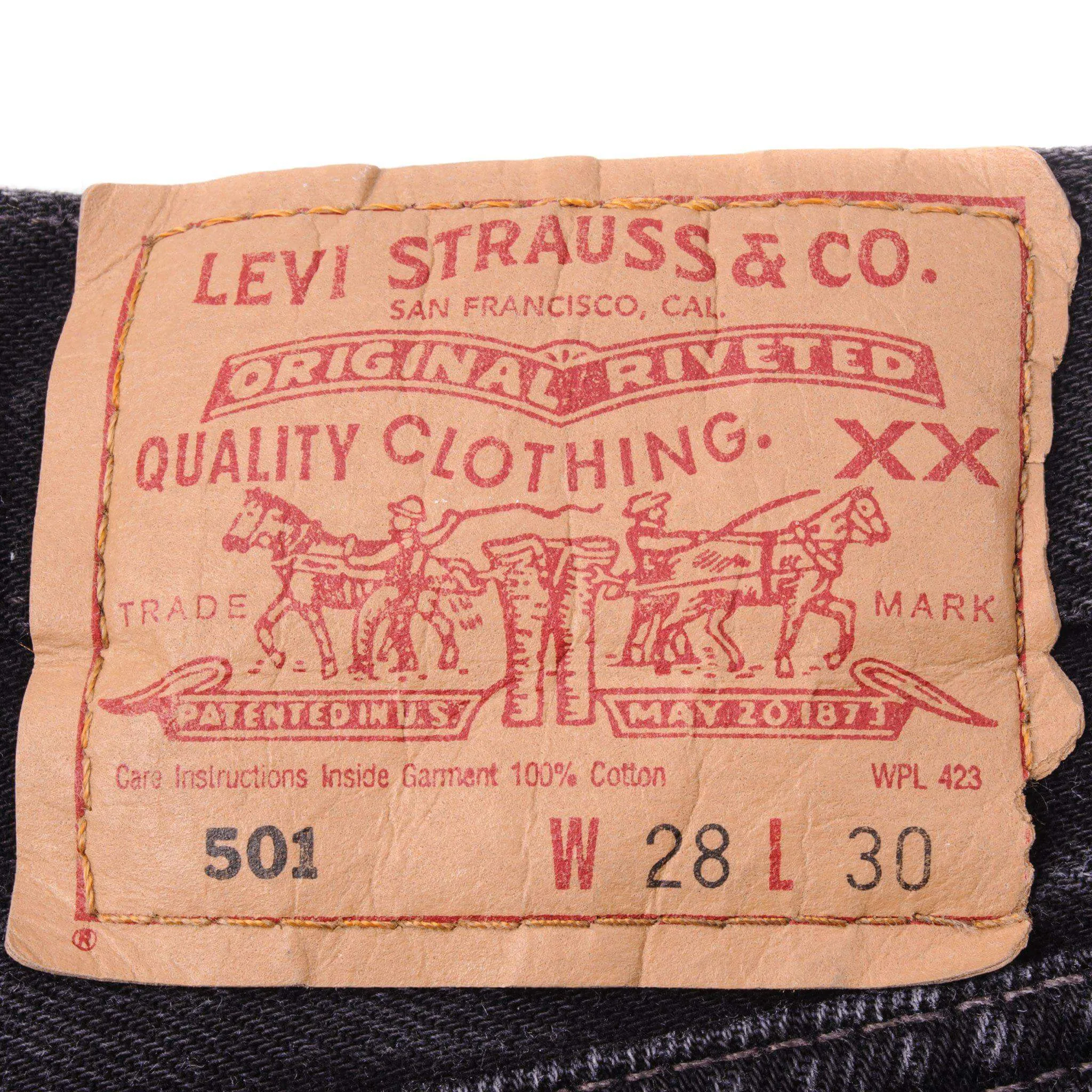 VINTAGE LEVIS 501 JEANS BLACK 1990'S SIZE W27 L28 MADE IN USA