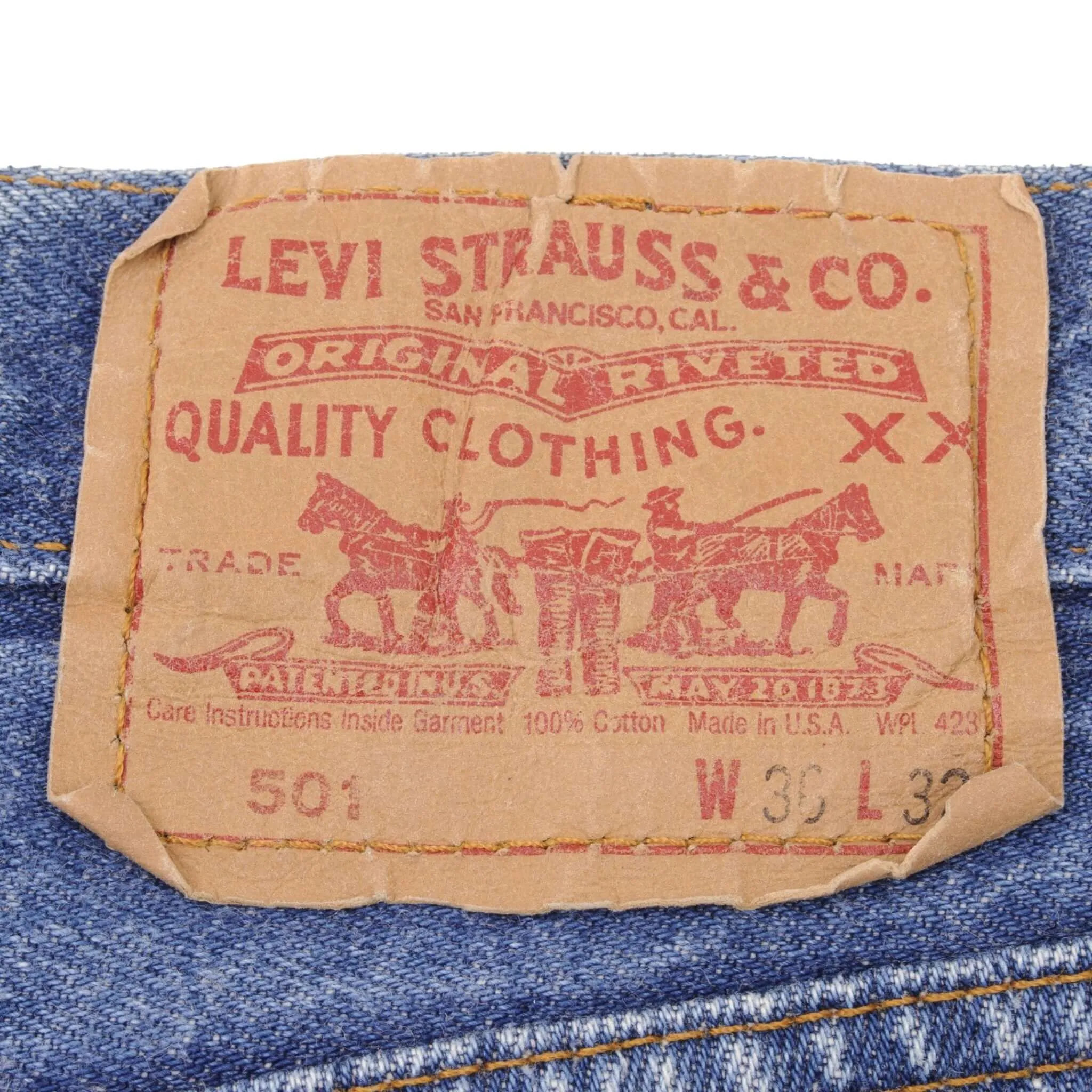 VINTAGE LEVIS 501 JEANS INDIGO 1980S SIZE W35 L32 MADE IN USA