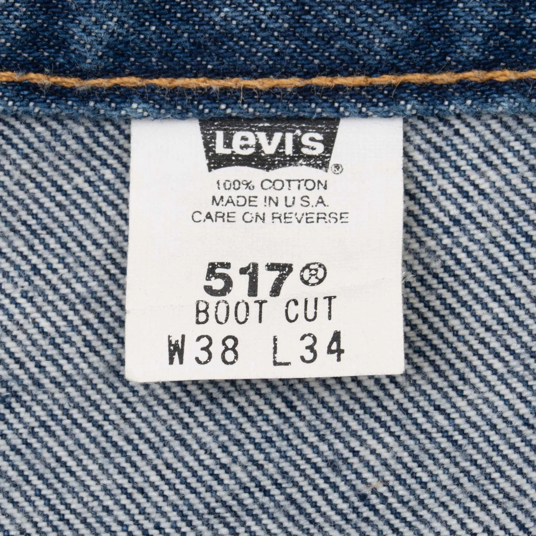 VINTAGE LEVIS 517 BOOTCUT BLUE JEANS INDIGO 1980S SIZE 38X33 MADE IN USA