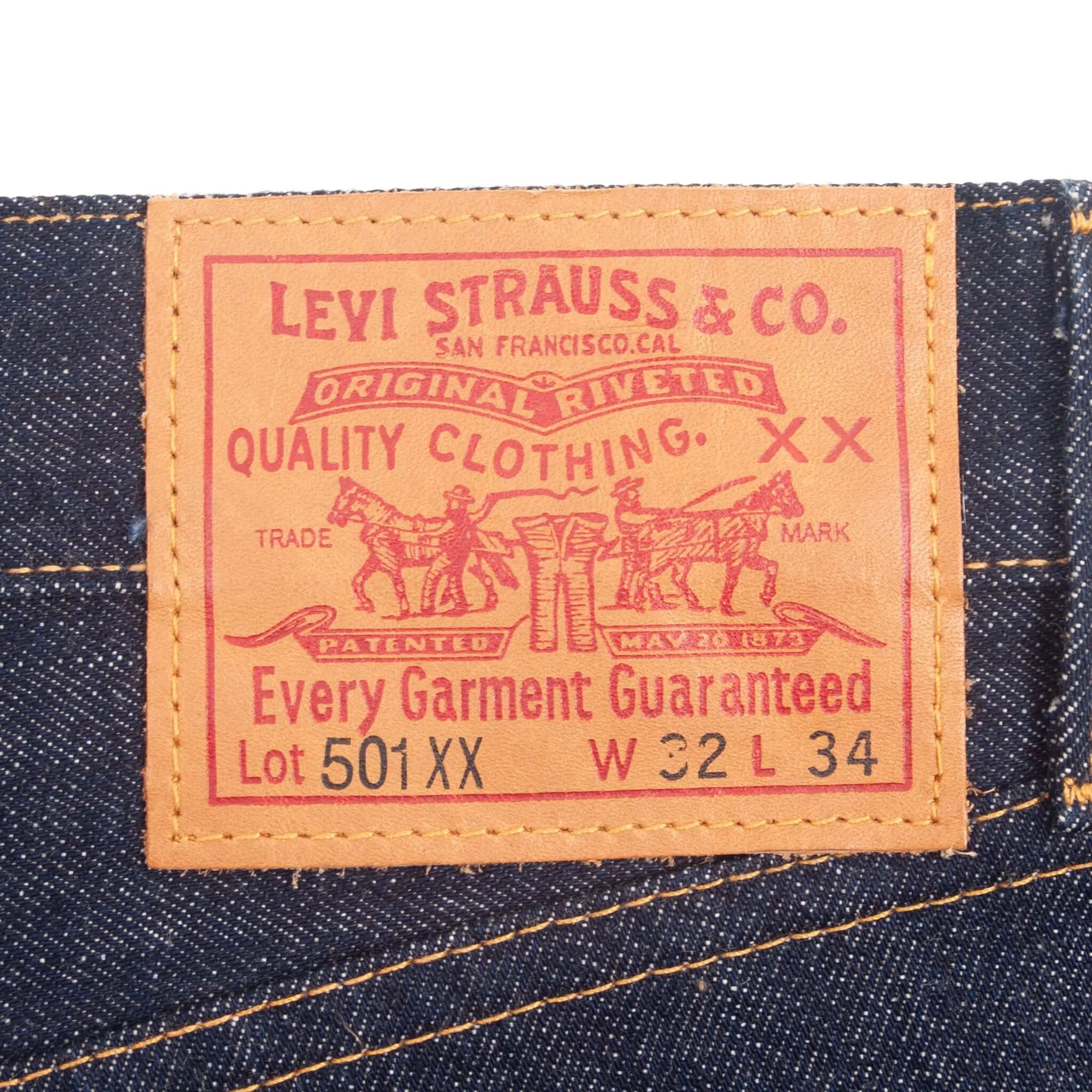 VINTAGE LEVIS BIG E 501XX LVC JEANS INDIGO RIVET SELVEDGE 2000S 32X34 MADE USA