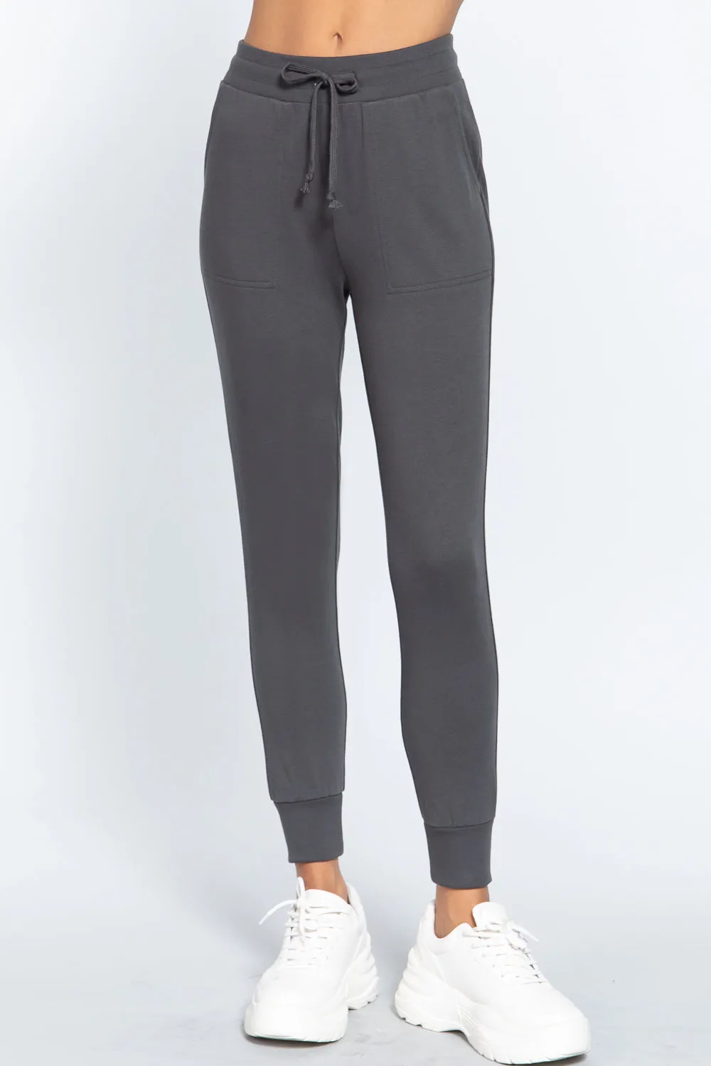 Waist Band Long Sweatpants With Pockets