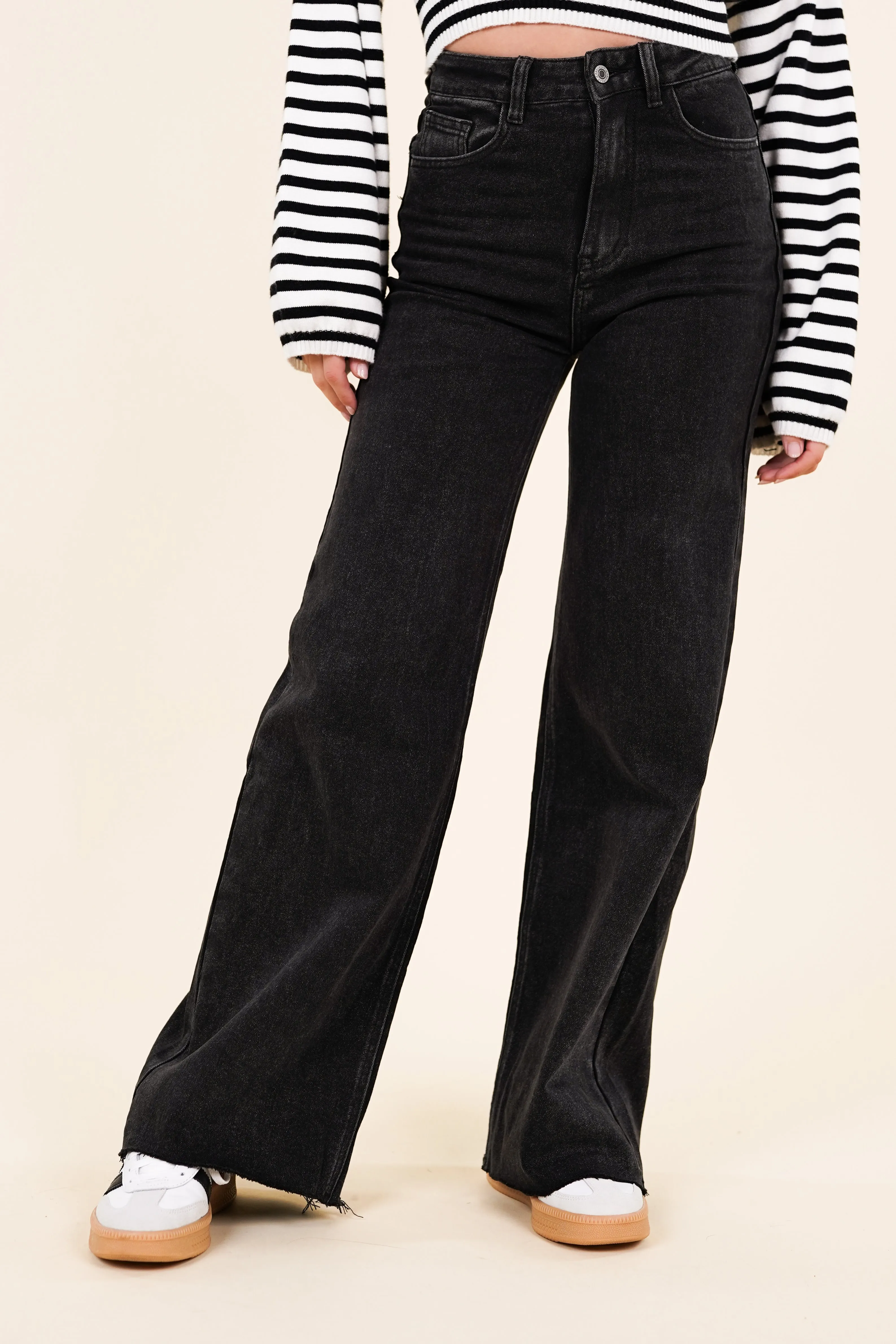 Wide leg jeans zwart - Jitte