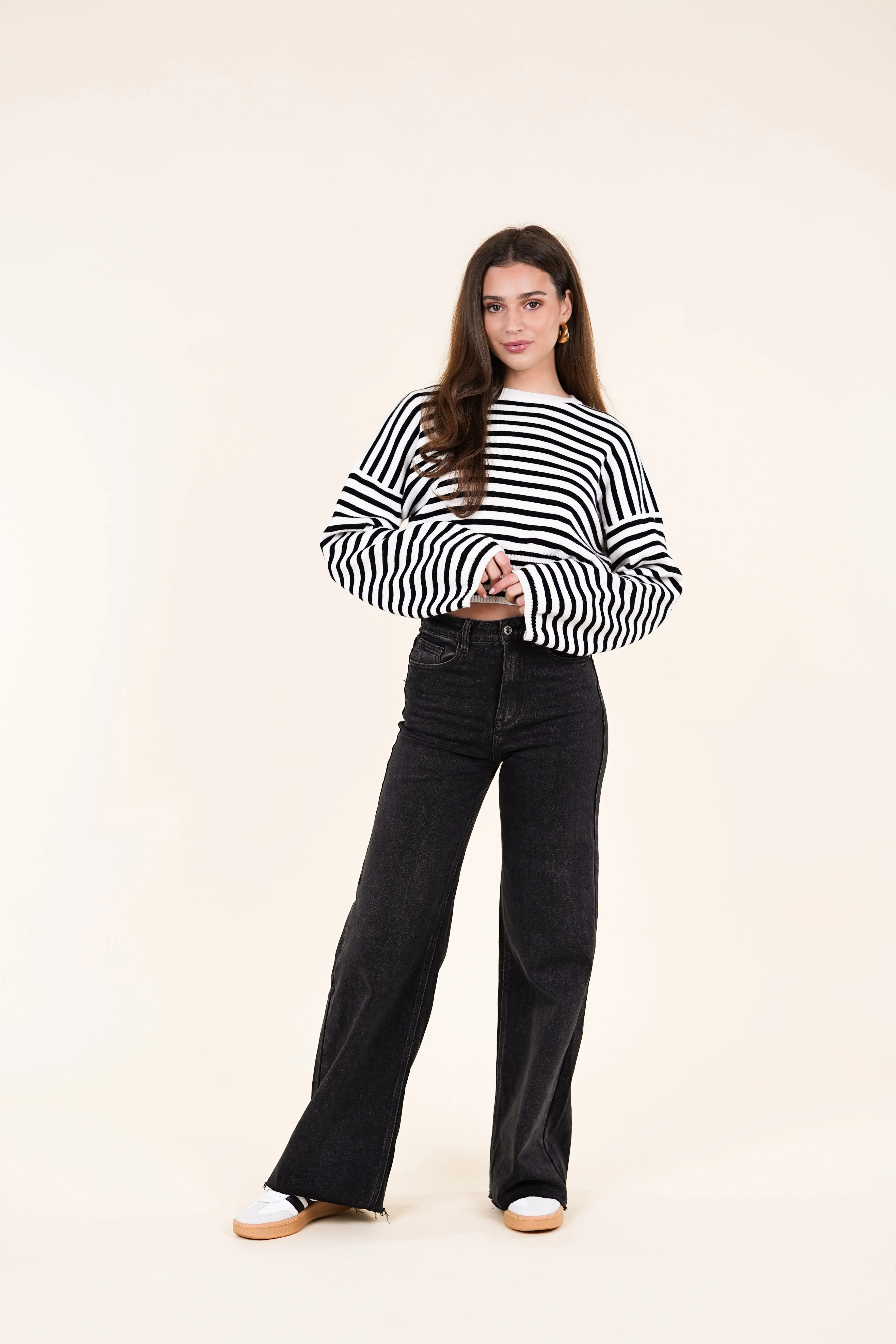 Wide leg jeans zwart - Jitte