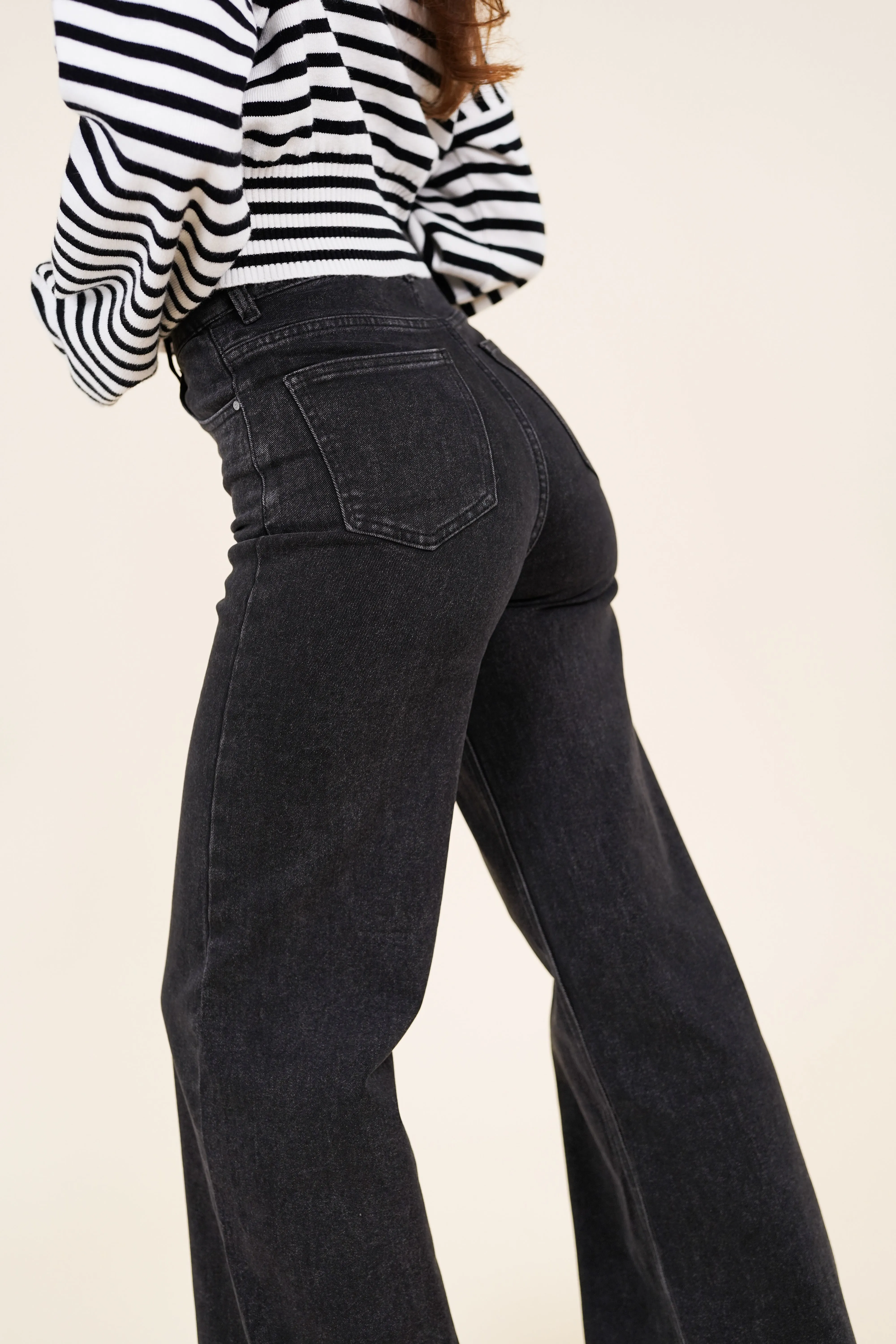 Wide leg jeans zwart - Jitte