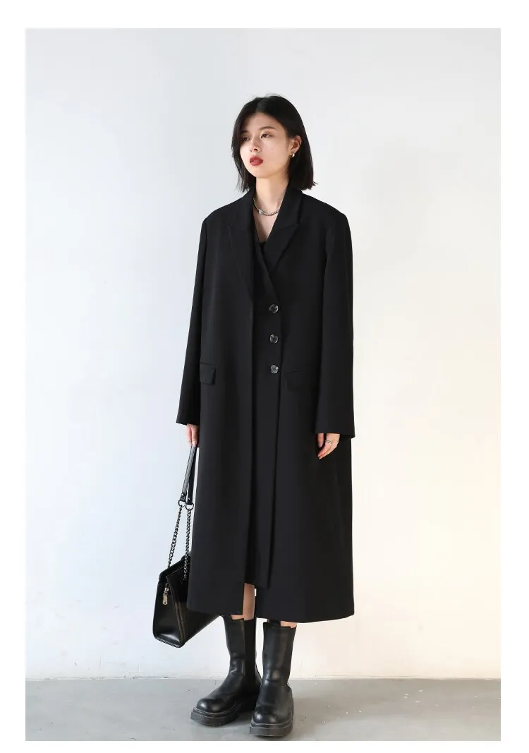 Wjczt Women Blazers Thick Long Trench Coat Women's Tailored Coats Windbreaker Outerwear Female Top Office Lady Autumn Winter