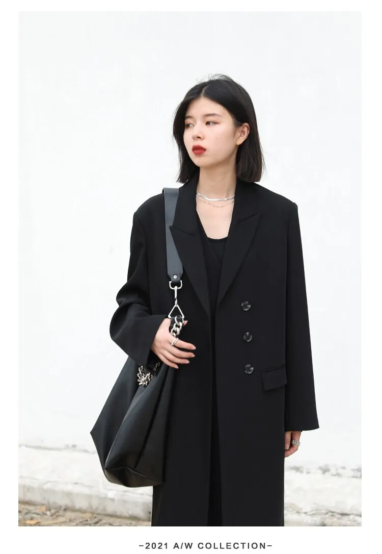 Wjczt Women Blazers Thick Long Trench Coat Women's Tailored Coats Windbreaker Outerwear Female Top Office Lady Autumn Winter