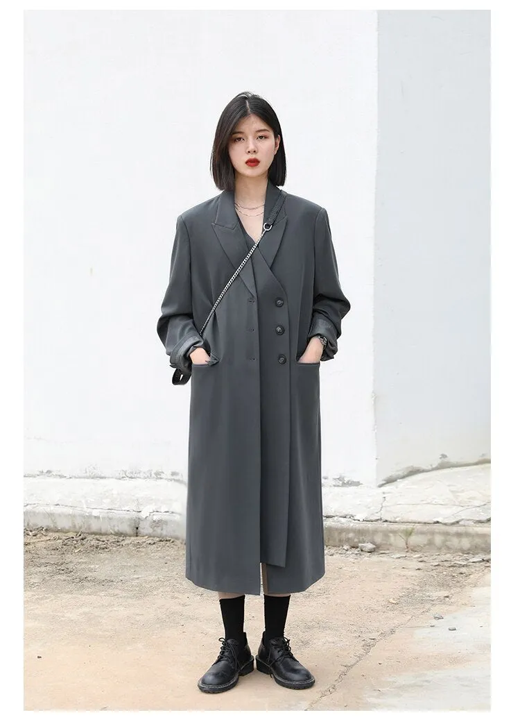 Wjczt Women Blazers Thick Long Trench Coat Women's Tailored Coats Windbreaker Outerwear Female Top Office Lady Autumn Winter