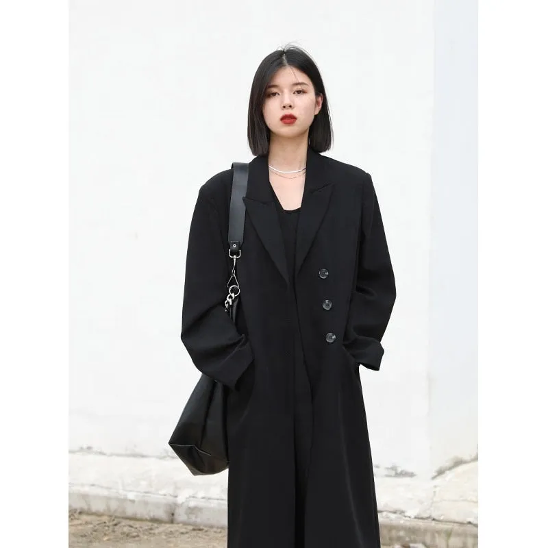 Wjczt Women Blazers Thick Long Trench Coat Women's Tailored Coats Windbreaker Outerwear Female Top Office Lady Autumn Winter