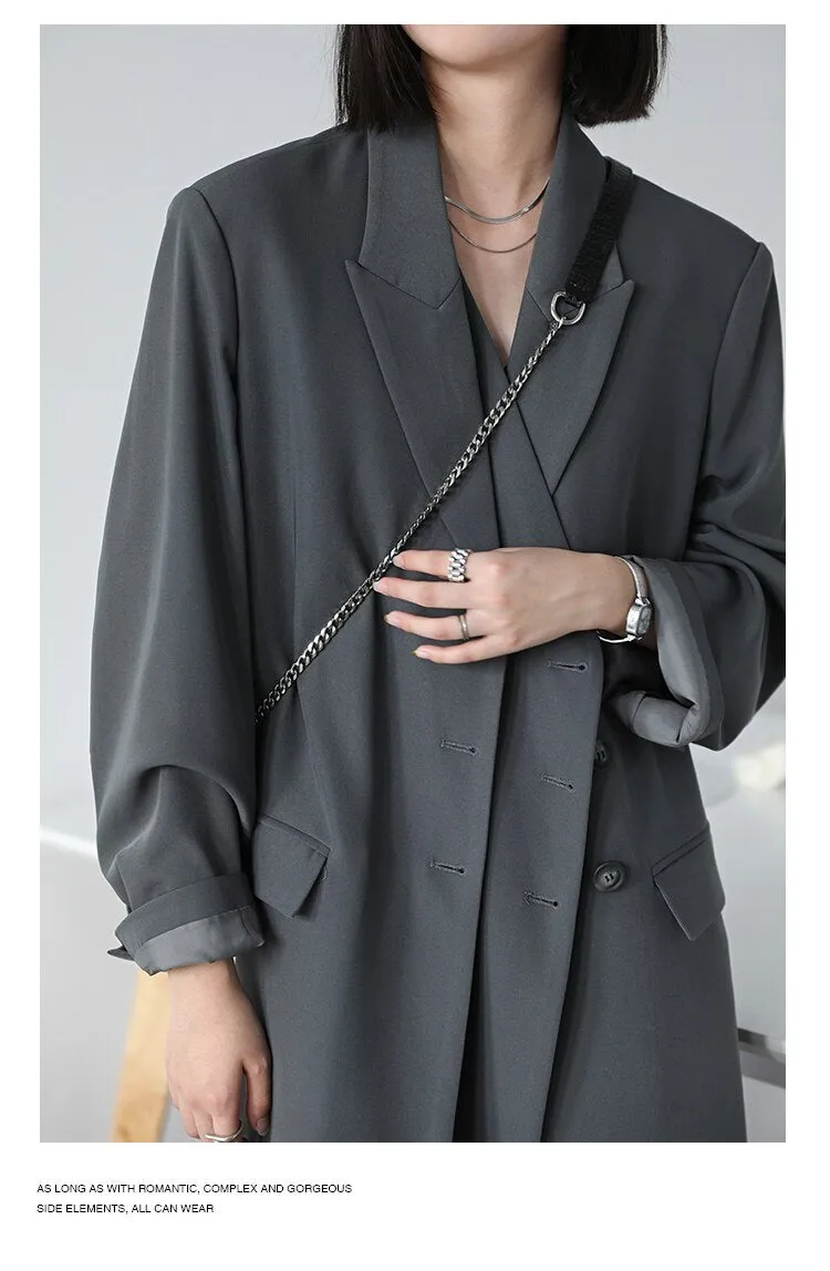 Wjczt Women Blazers Thick Long Trench Coat Women's Tailored Coats Windbreaker Outerwear Female Top Office Lady Autumn Winter